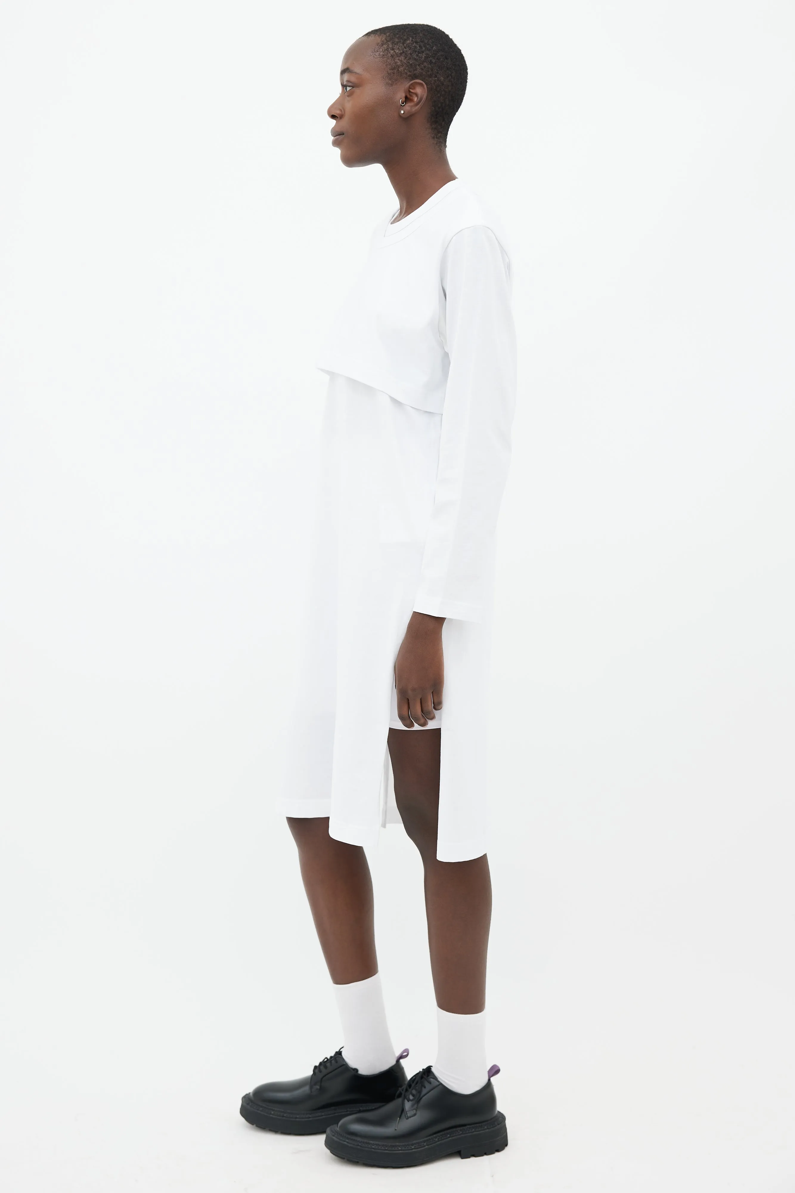 White Cotton Layered Dress