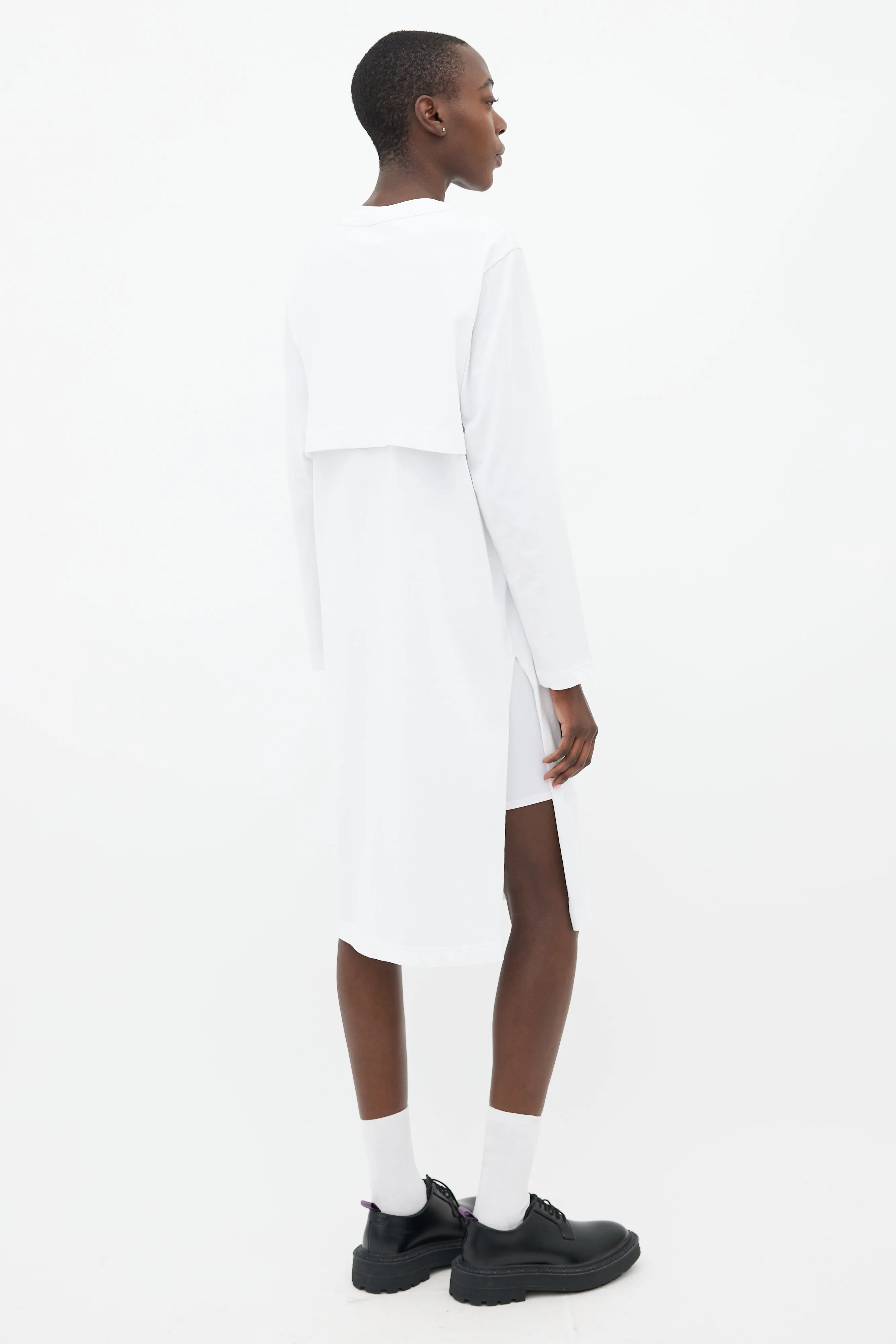 White Cotton Layered Dress