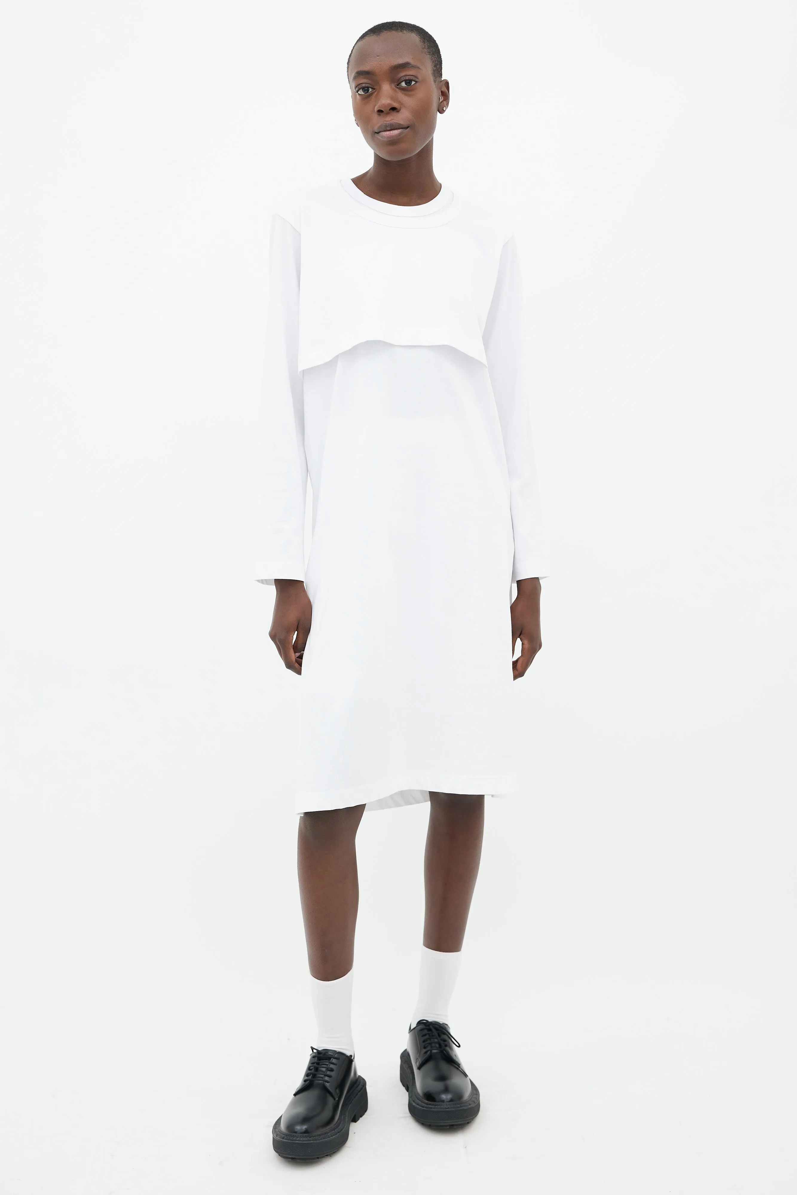 White Cotton Layered Dress