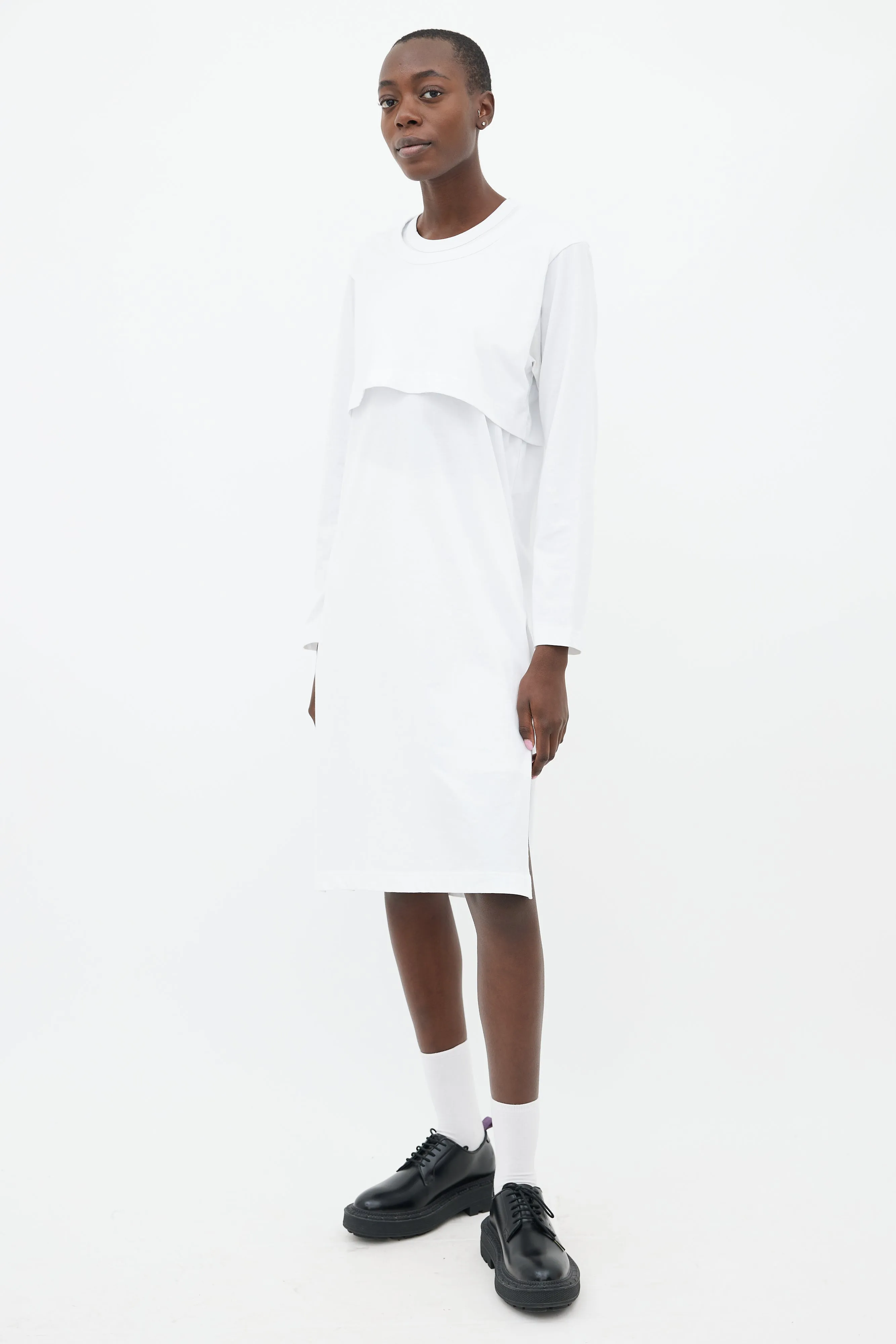 White Cotton Layered Dress