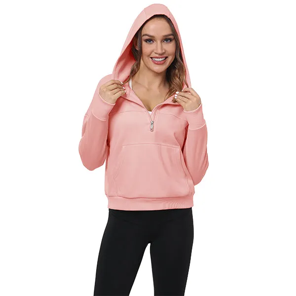 Women's Half Zip Hooded Sweatshirt Long Sleeve