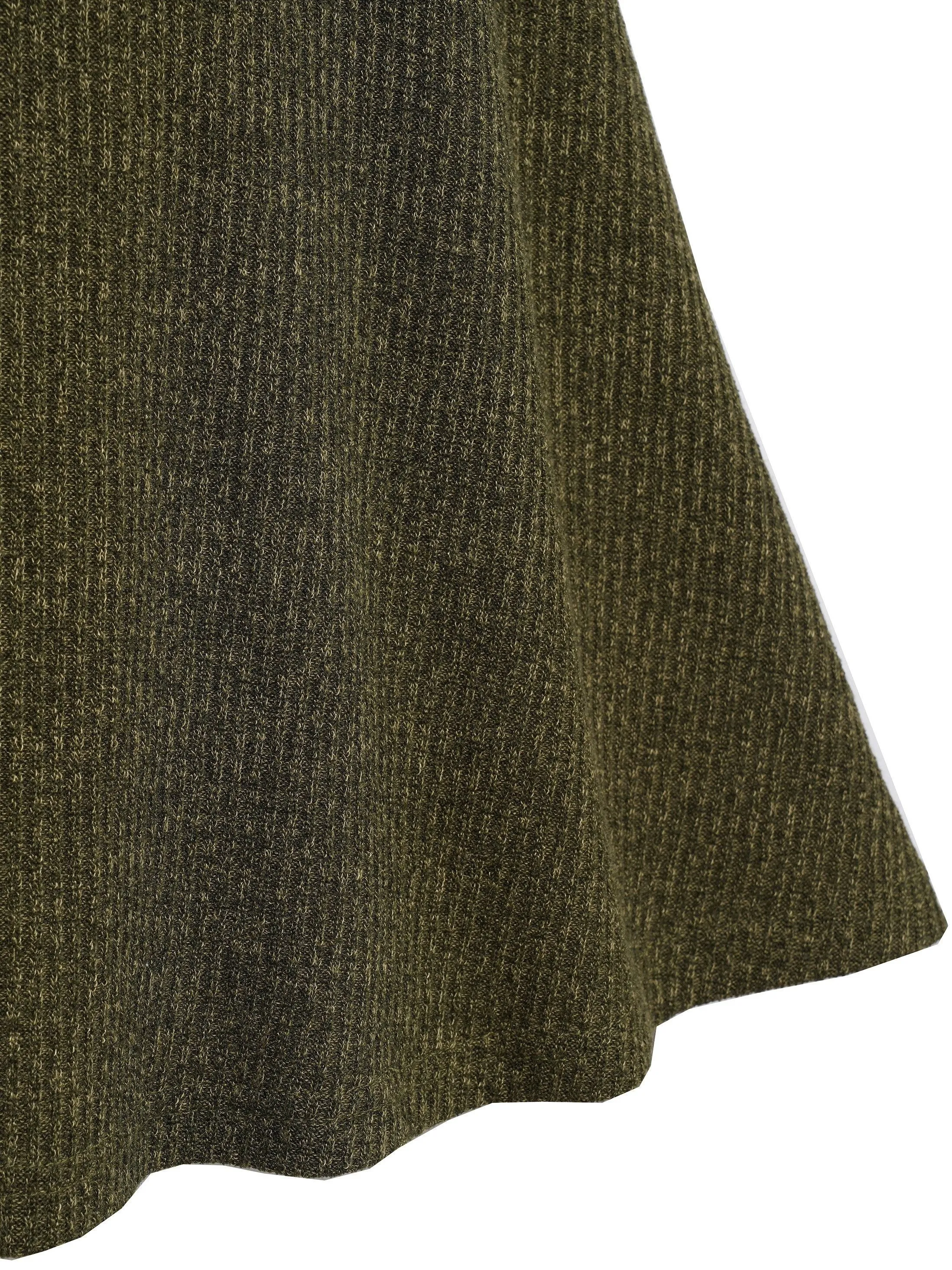 Women'S Long Sleeve Knit Dress with Hood, Faux Fur Trim, Ruched Waist, A-Line Skirt, Casual Style, Polyester & Spandex Blend, Solid Color, Autumn/Winter Fashion, Regular Fit, Adult Size