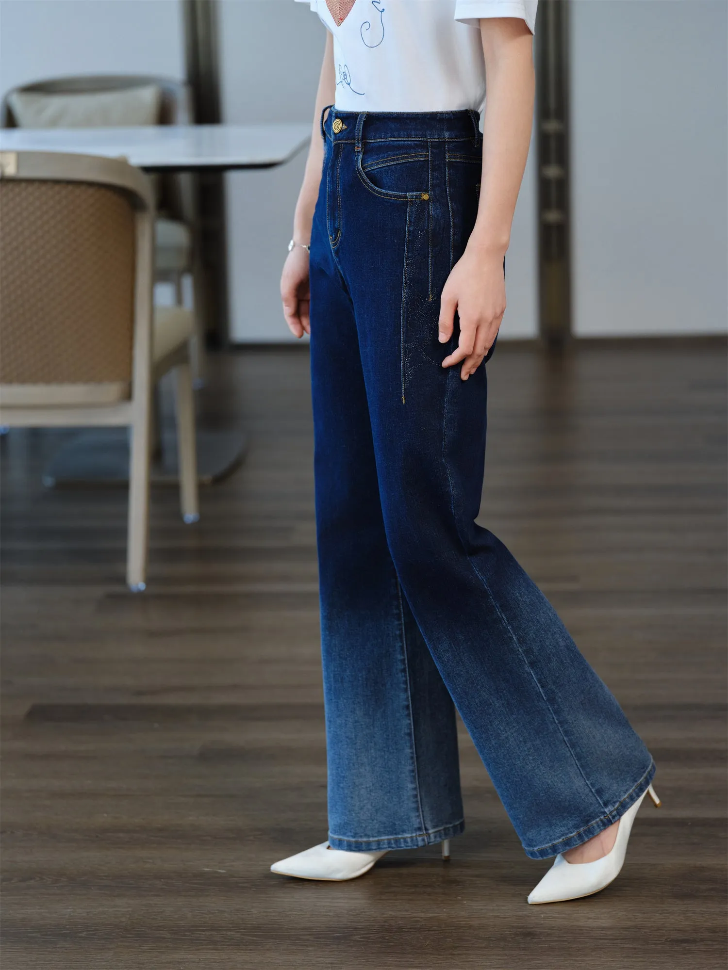 YAYING Gradient Flared Straight Pants
